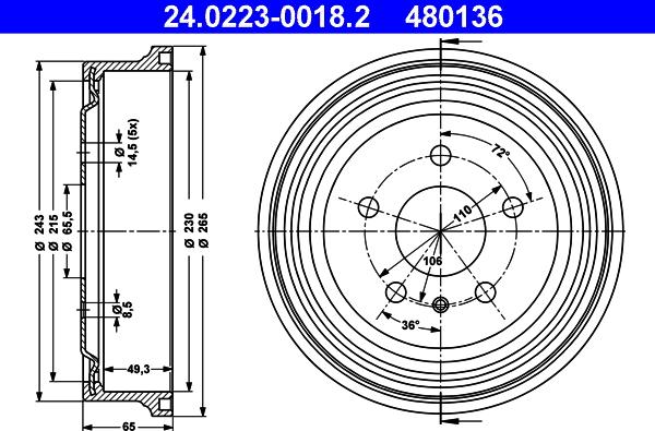 ATE 24.0223-0018.2 - Тормозной барабан autosila-amz.com