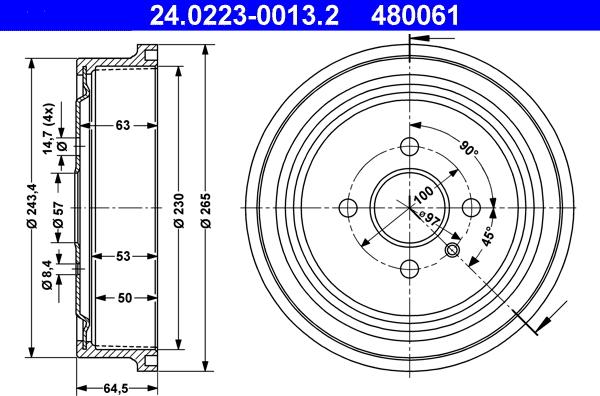 ATE 24.0223-0013.2 - Тормозной барабан autosila-amz.com