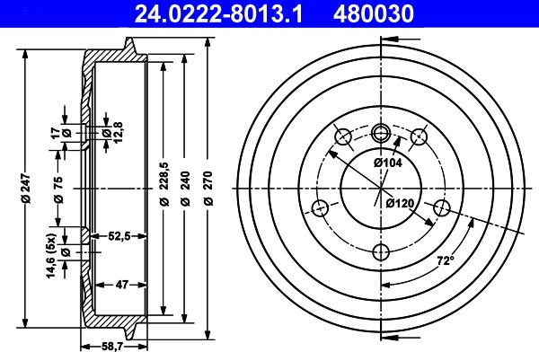 ATE 24.0222-8013.1 - Тормозной барабан autosila-amz.com