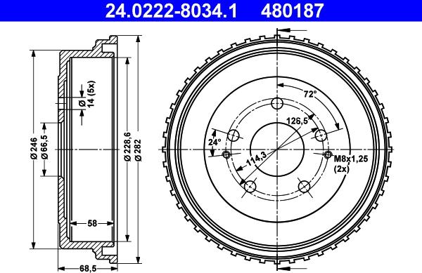 ATE 24.0222-8034.1 - Тормозной барабан autosila-amz.com