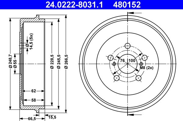 ATE 24.0222-8031.1 - Тормозной барабан autosila-amz.com