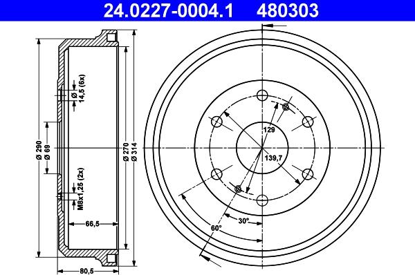 ATE 24.0227-0004.1 - Тормозной барабан autosila-amz.com