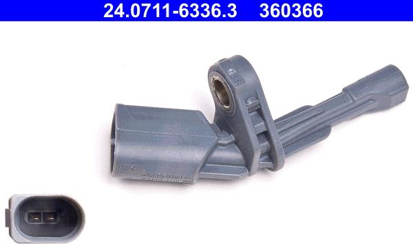 ATE 24.0711-6336.3 - Датчик ABS задний Правый AUDI A1, Q3 SEAT ALHAMBRA VW CC B7, EOS, GOLF VI, JETTA IV, JETTA VII, PASS autosila-amz.com