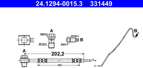 ATE 24.1294-0015.3 - Тормозной шланг autosila-amz.com