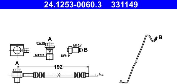 ATE 24.1253-0060.3 - Тормозной шланг autosila-amz.com