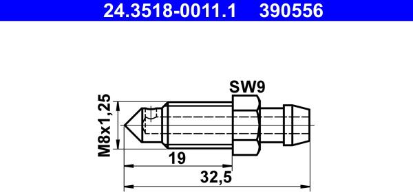 ATE 24.3518-0011.1 - Болт воздушного клапана / вентиль autosila-amz.com