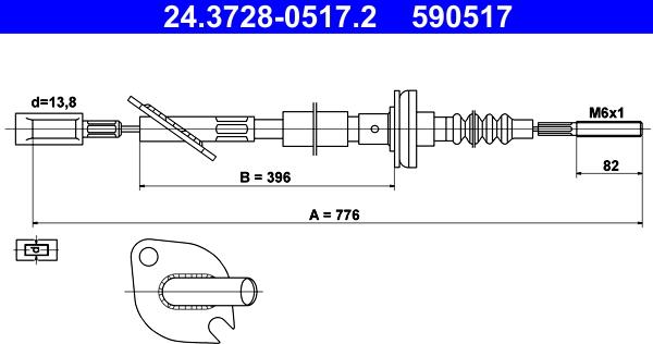 ATE 24.3728-0517.2 - Трос, управление сцеплением autosila-amz.com