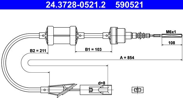 ATE 24.3728-0521.2 - Трос, управление сцеплением autosila-amz.com