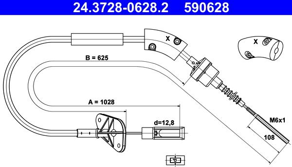 ATE 24.3728-0628.2 - Трос, управление сцеплением autosila-amz.com