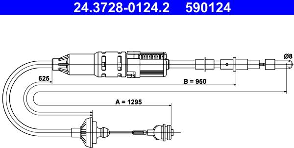 ATE 24.3728-0124.2 - Трос, управление сцеплением autosila-amz.com