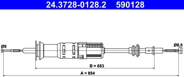 ATE 24.3728-0128.2 - Трос, управление сцеплением autosila-amz.com