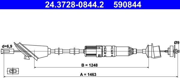 ATE 24.3728-0844.2 - Трос, управление сцеплением autosila-amz.com