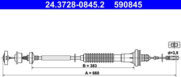 ATE 24.3728-0845.2 - Трос, управление сцеплением autosila-amz.com