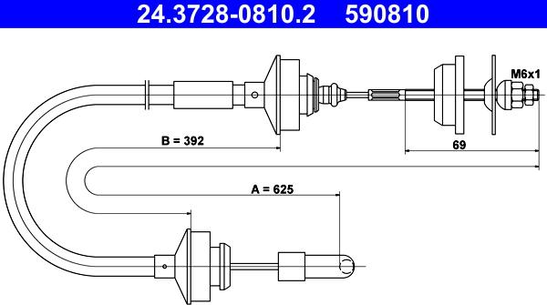 ATE 24.3728-0810.2 - Трос, управление сцеплением autosila-amz.com