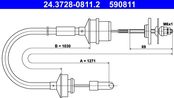 ATE 24.3728-0811.2 - Трос, управление сцеплением autosila-amz.com