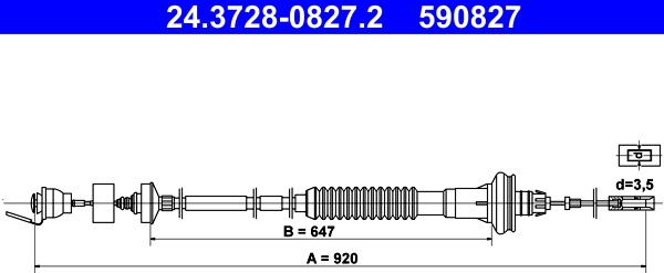 ATE 24.3728-0827.2 - Трос, управление сцеплением autosila-amz.com