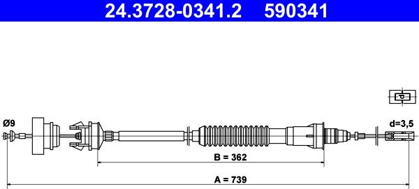 ATE 24.3728-0341.2 - Трос, управление сцеплением autosila-amz.com