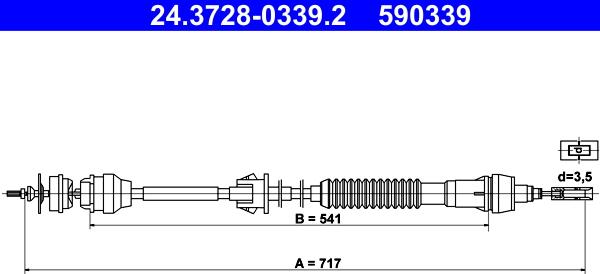 ATE 24.3728-0339.2 - Трос, управление сцеплением autosila-amz.com