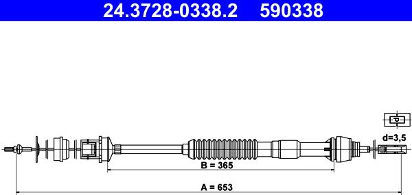 ATE 24.3728-0338.2 - Трос, управление сцеплением autosila-amz.com