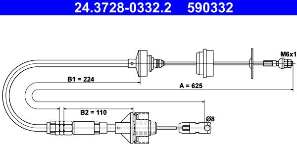 ATE 24.3728-0332.2 - Трос, управление сцеплением autosila-amz.com