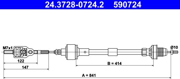 ATE 24.3728-0724.2 - Трос, управление сцеплением autosila-amz.com