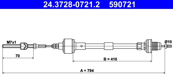 ATE 24.3728-0721.2 - Трос, управление сцеплением autosila-amz.com