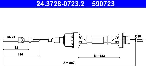 ATE 24.3728-0723.2 - Трос, управление сцеплением autosila-amz.com