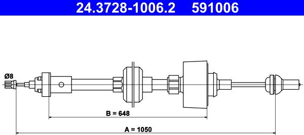 ATE 24.3728-1006.2 - Трос, управление сцеплением autosila-amz.com