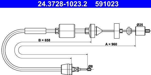 ATE 24.3728-1023.2 - Трос, управление сцеплением autosila-amz.com