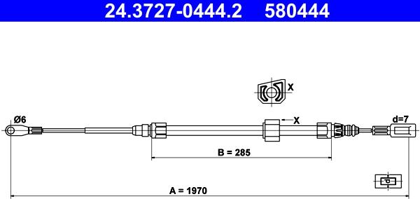 ATE 24.3727-0444.2 - Тросик, cтояночный тормоз autosila-amz.com