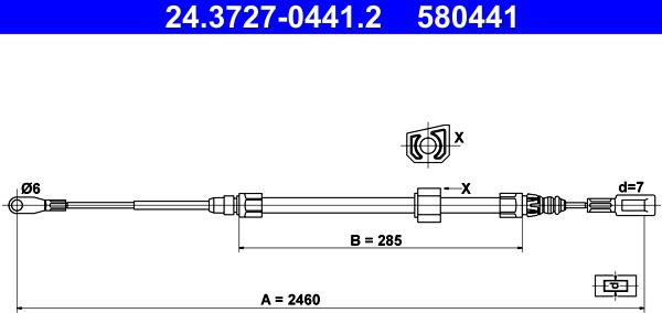 ATE 24.3727-0441.2 - Тросик, cтояночный тормоз autosila-amz.com