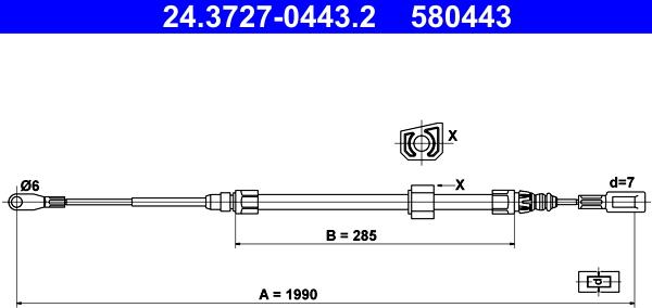 ATE 24.3727-0443.2 - Тросик, cтояночный тормоз autosila-amz.com