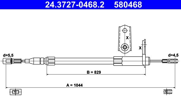 ATE 24.3727-0468.2 - Тросик, cтояночный тормоз autosila-amz.com