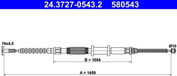 ATE 24.3727-0543.2 - Тросик, cтояночный тормоз autosila-amz.com