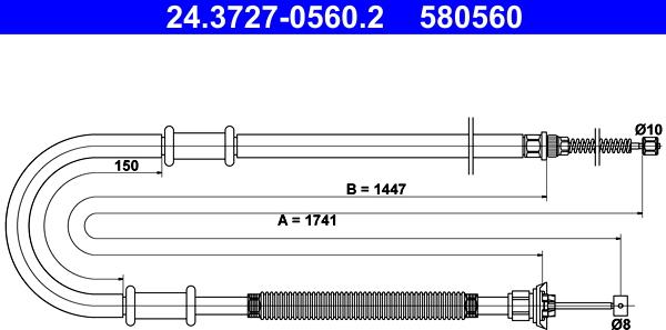 ATE 24.3727-0560.2 - Тросик, cтояночный тормоз autosila-amz.com