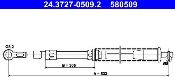 ATE 24.3727-0509.2 - Тросик, cтояночный тормоз autosila-amz.com