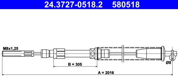 ATE 24.3727-0518.2 - Тросик, cтояночный тормоз autosila-amz.com