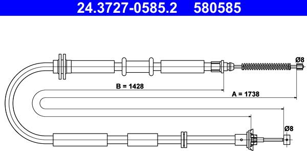 ATE 24.3727-0585.2 - Тросик, cтояночный тормоз autosila-amz.com