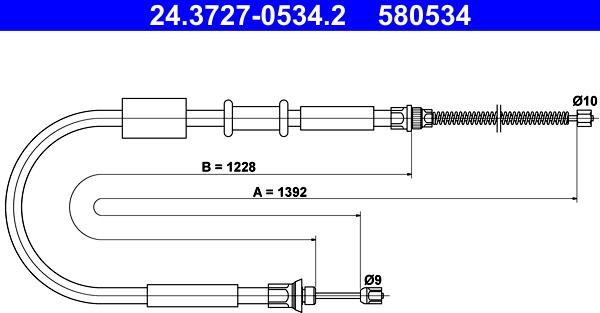 ATE 24.3727-0534.2 - Тросик, cтояночный тормоз autosila-amz.com