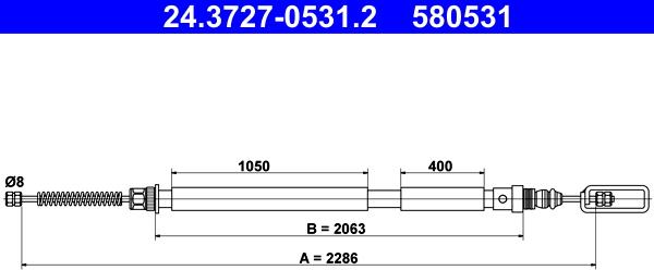 ATE 24.3727-0531.2 - Тросик, cтояночный тормоз autosila-amz.com