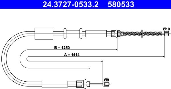 ATE 24.3727-0533.2 - Тросик, cтояночный тормоз autosila-amz.com