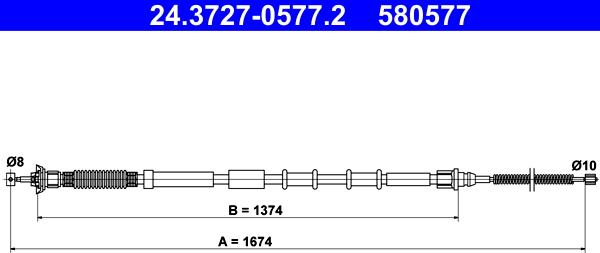 ATE 24.3727-0577.2 - Тросик, cтояночный тормоз autosila-amz.com