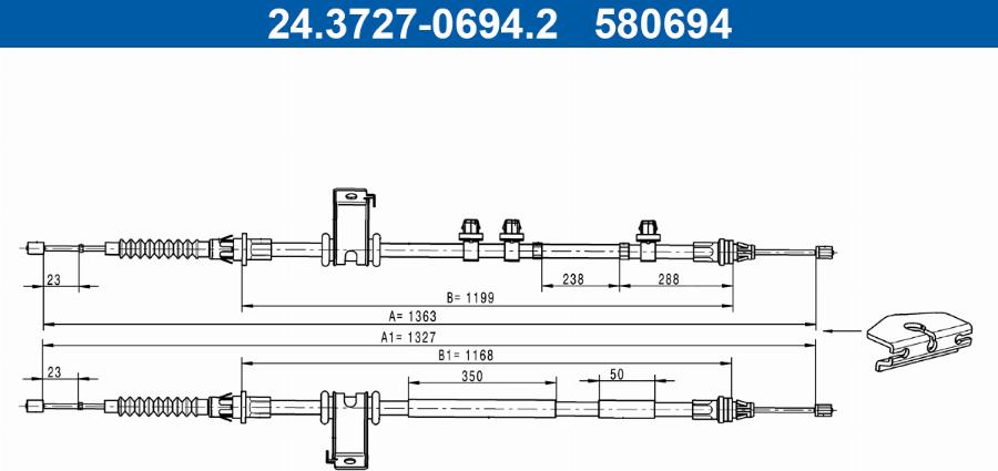 ATE 24.3727-0694.2 - Тросик, cтояночный тормоз autosila-amz.com