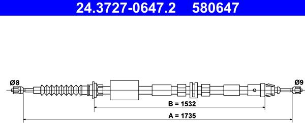 ATE 24.3727-0647.2 - Тросик, cтояночный тормоз autosila-amz.com