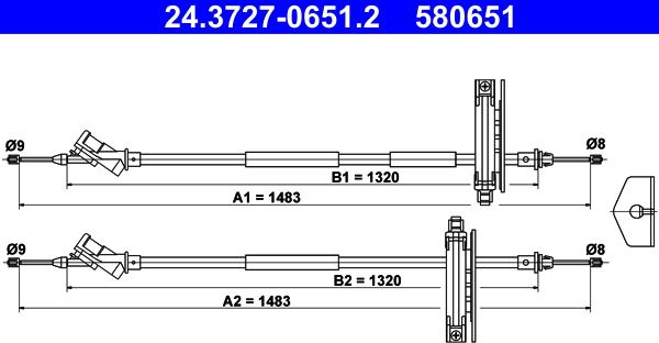 ATE 24.3727-0651.2 - Тросик, cтояночный тормоз autosila-amz.com