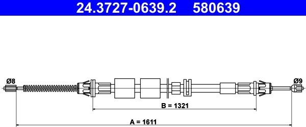 ATE 24.3727-0639.2 - Тросик, cтояночный тормоз autosila-amz.com