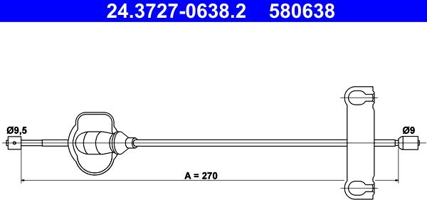 ATE 24.3727-0638.2 - Тросик, cтояночный тормоз autosila-amz.com