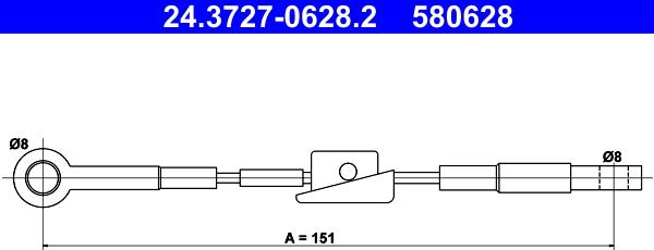 ATE 24.3727-0628.2 - Тросик, cтояночный тормоз autosila-amz.com