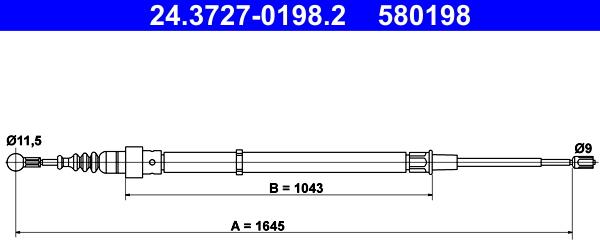 ATE 24.3727-0198.2 - Тросик, cтояночный тормоз autosila-amz.com