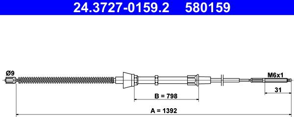 ATE 24.3727-0159.2 - Тросик, cтояночный тормоз autosila-amz.com